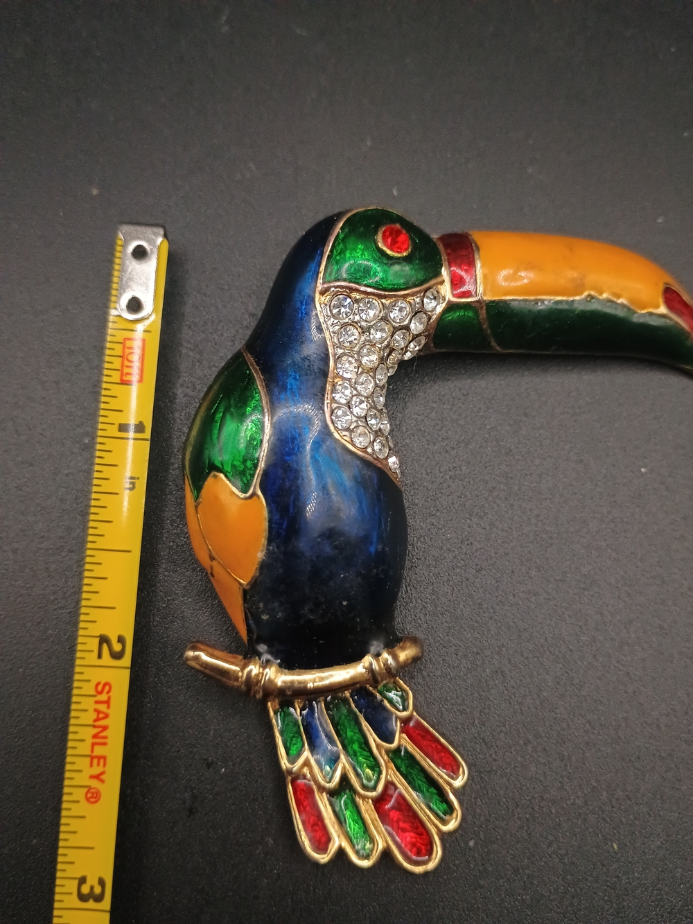 Colorful Enamel Toucan Bird Brooch Pin with Crystals - Multicolor